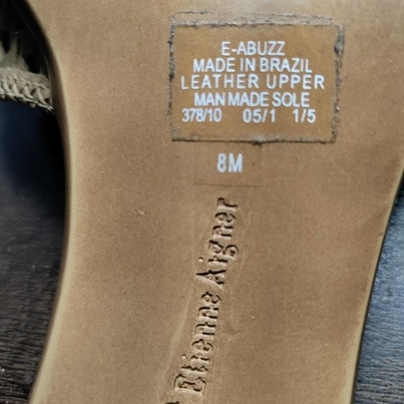 Etienne Aigner size 8 tan color slip-on heeled sandals 2.5" heels - Picture 7 of 9